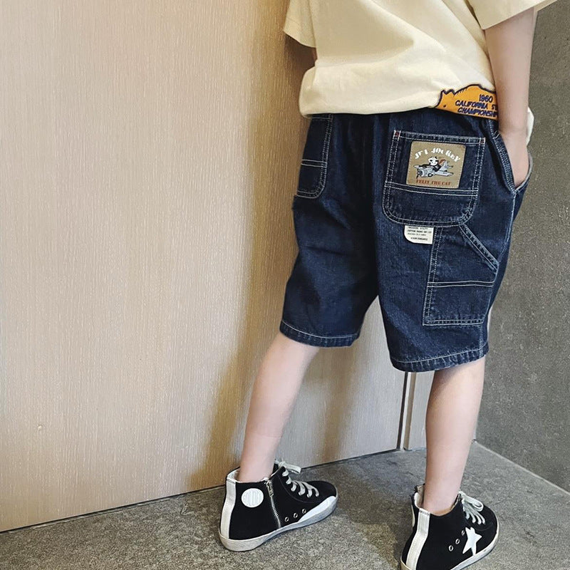 Jungen lässige Jeans-Shorts mit großen Taschen Drune