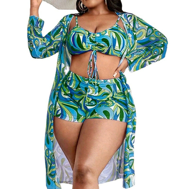 Damen Zweiteiliges Badeset mit durchscheinendem Cover-Up Drune