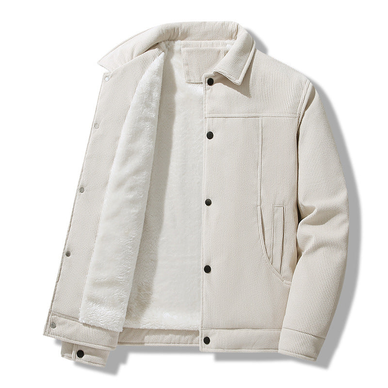 Herren Cordjacke im lässigen Worker-Style mit Druckknopfverschluss und seitlichen Eingrifftaschen Drune