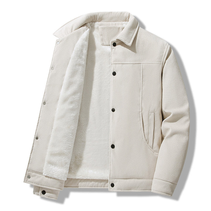 Herren Cordjacke im lässigen Worker-Style mit Druckknopfverschluss und seitlichen Eingrifftaschen Drune