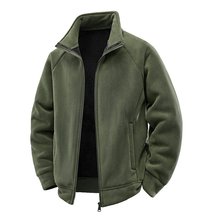 Herren Double-Fleece-Übergangsjacke mit Teddy‑Innenfutter, Stehkragen & verdeckten Eingrifftaschen Drune