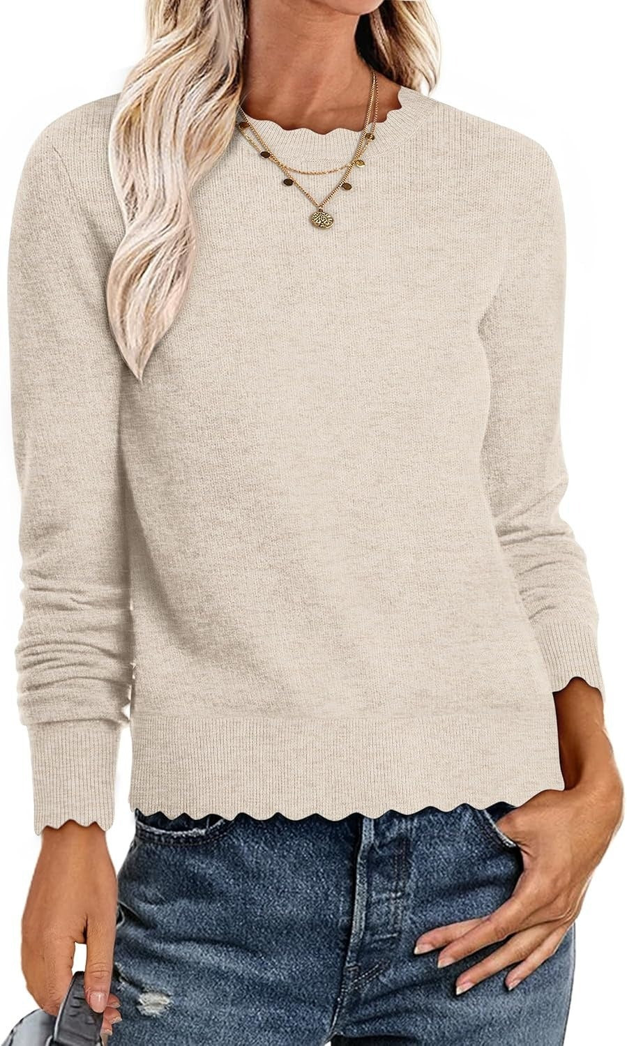 Damen Sweater mit Wellenkante Drune