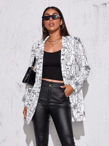 Drune | Blazer mit künstlerischem Druck für Damen