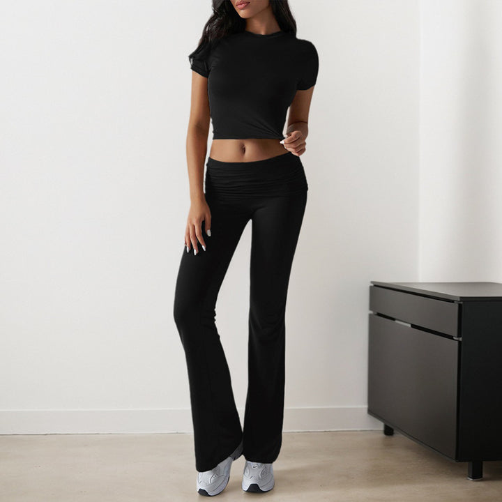 Damen Sportliches Set mit figurbetontem Oberteil und flared Leggings Drune