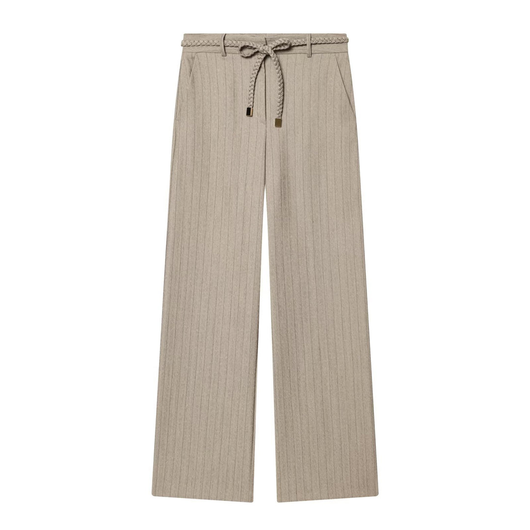 Damen elegante, weit geschnittene Hochbundhose mit geometrischem Streifenmuster Drune