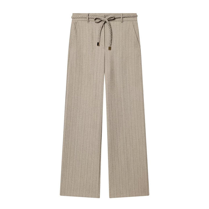 Damen elegante, weit geschnittene Hochbundhose mit geometrischem Streifenmuster Drune