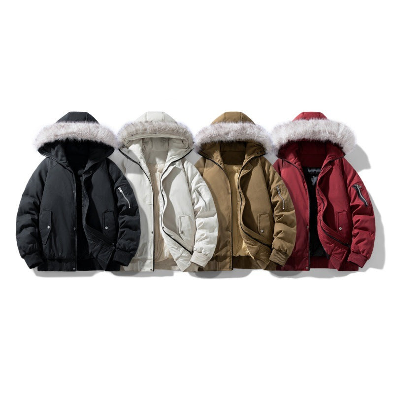 Herren gesteppte Winterparka mit abnehmbarer Kunstfellkapuze und winddichter Wattierung Drune