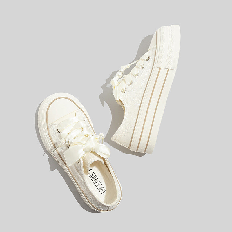 Damen Plattform Sneakers mit eleganter Satinschnürung und modischem Design Drune