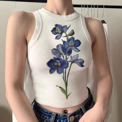 Damen ärmelloses Oberteil mit floralem Stickdesign Drune
