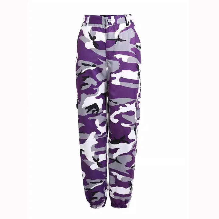 Damen Cargohose mit Camouflage‑Print, elastischem Bund und Beinbündchen Drune