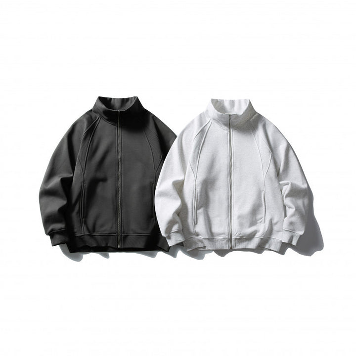 Unisex Boxy-Oversize-Zipjacke mit Stehkragen, Raglanärmeln und Eingrifftaschen Drune