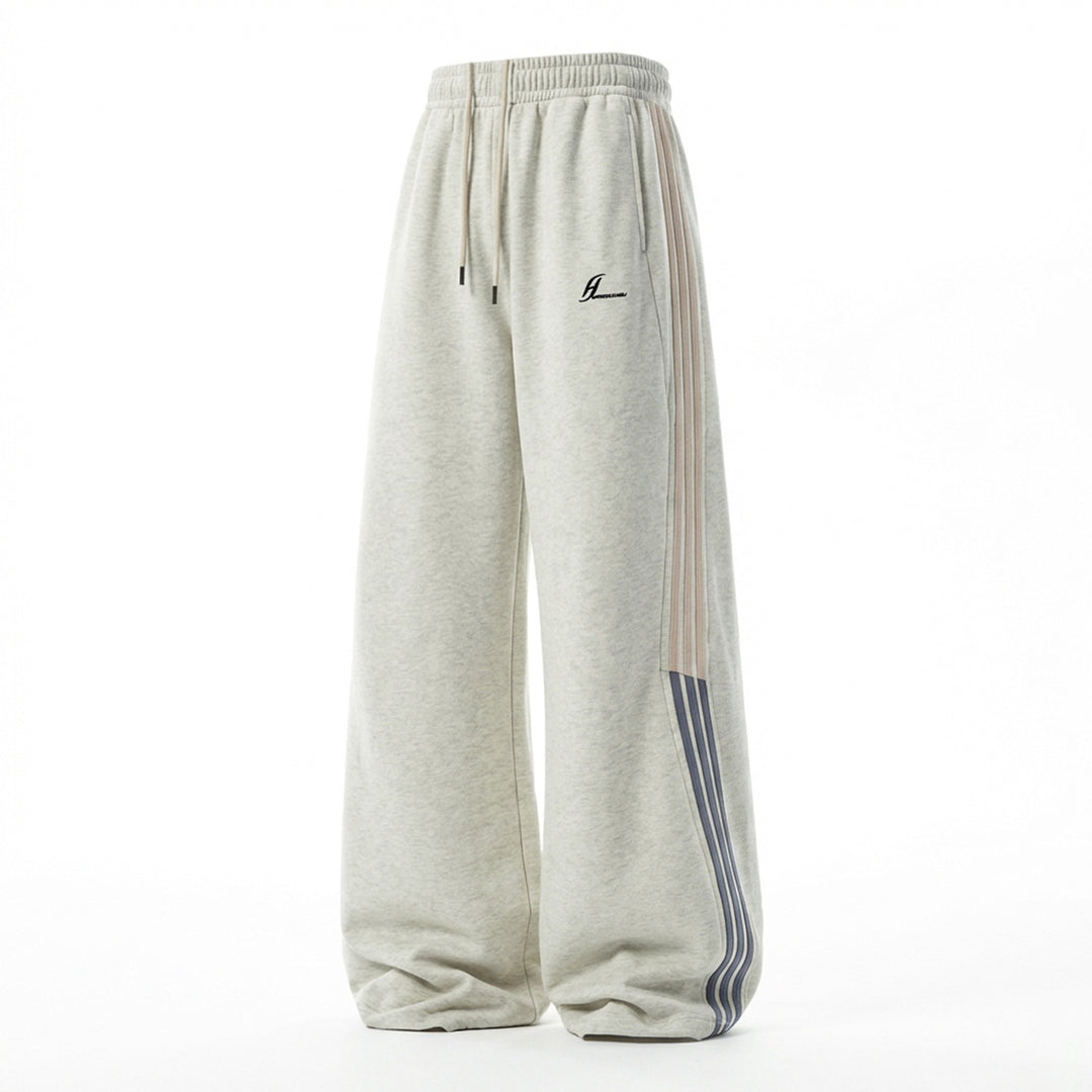 Unisex Extraweite Sweatpants mit Tunnelzug, seitlichem Streifen-Detail und Palazzoschnitt Drune