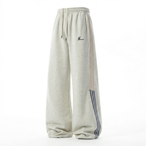 Unisex Extraweite Sweatpants mit Tunnelzug, seitlichem Streifen-Detail und Palazzoschnitt Drune