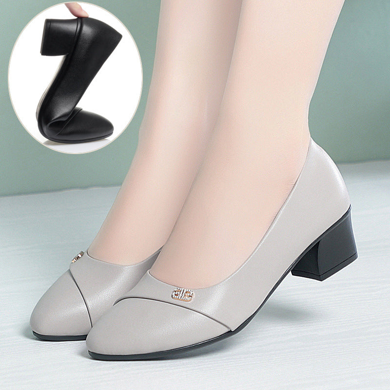 Damen elegante Pumps mit komfortablem Blockabsatz und modischem Schmuckdetail Drune