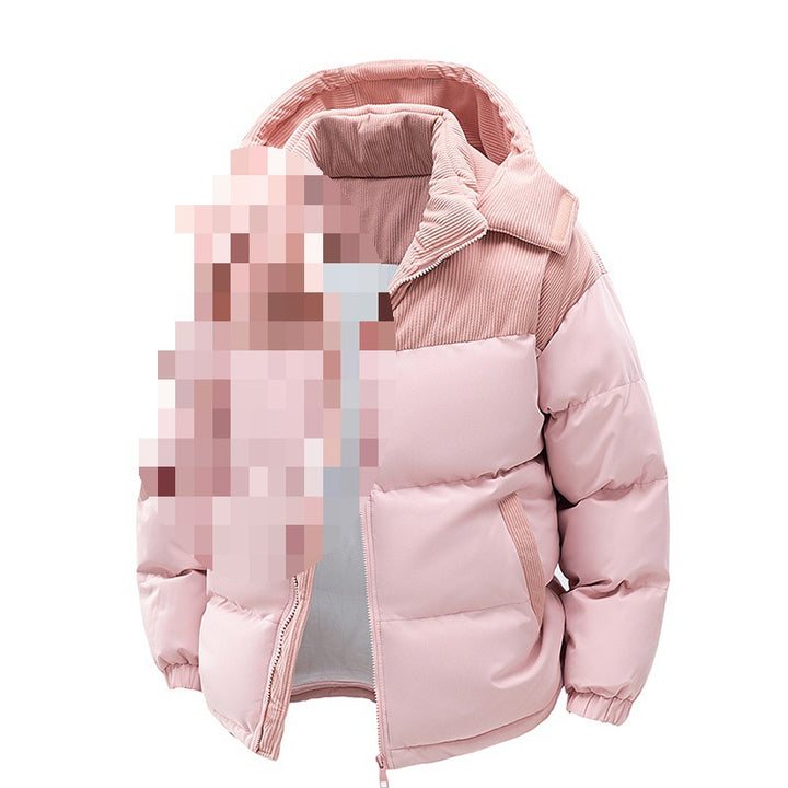 Damen Thermo-Puffer-Kurzjacke mit Cord‑Schulter und Kapuzenkragen Drune