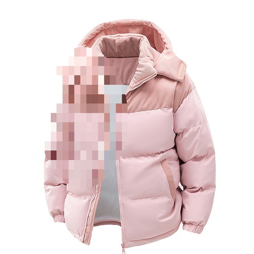 Damen Thermo-Puffer-Kurzjacke mit Cord‑Schulter und Kapuzenkragen Drune