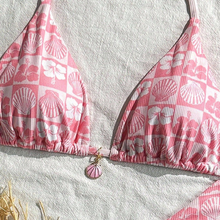 Damen Triangel-Bikini mit maritimen Muschelmuster Drune