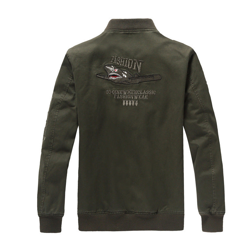 Herren nan militärisch inspirierte Bomberjacke mit gestickten Patches, Ärmel-Tasche und elastischen Rippbündchen Drune