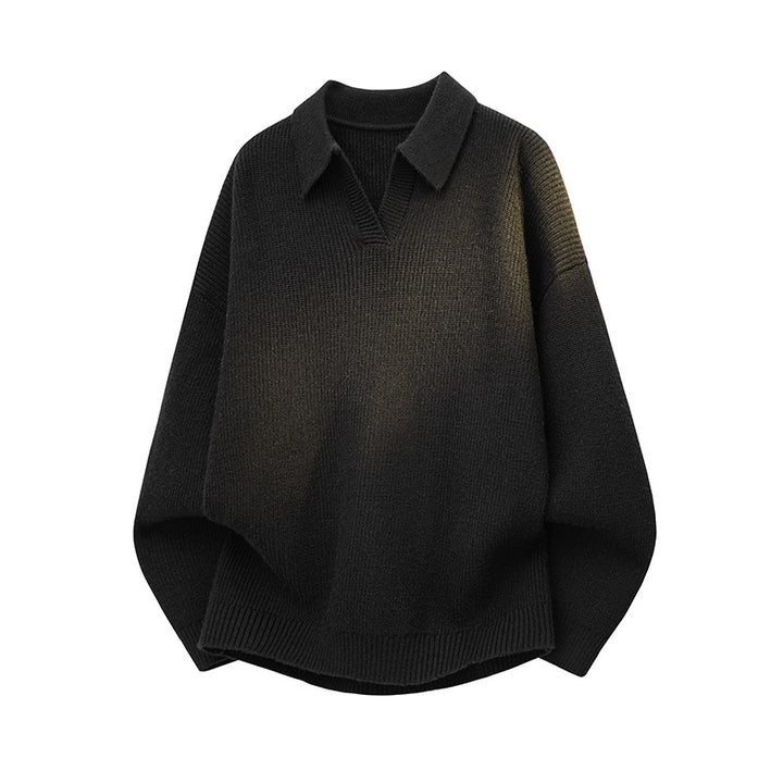 Damen Oversize Strick-Polo mit offenem V-Ausschnitt, Raglanärmeln & verlängertem Rückensaum Drune