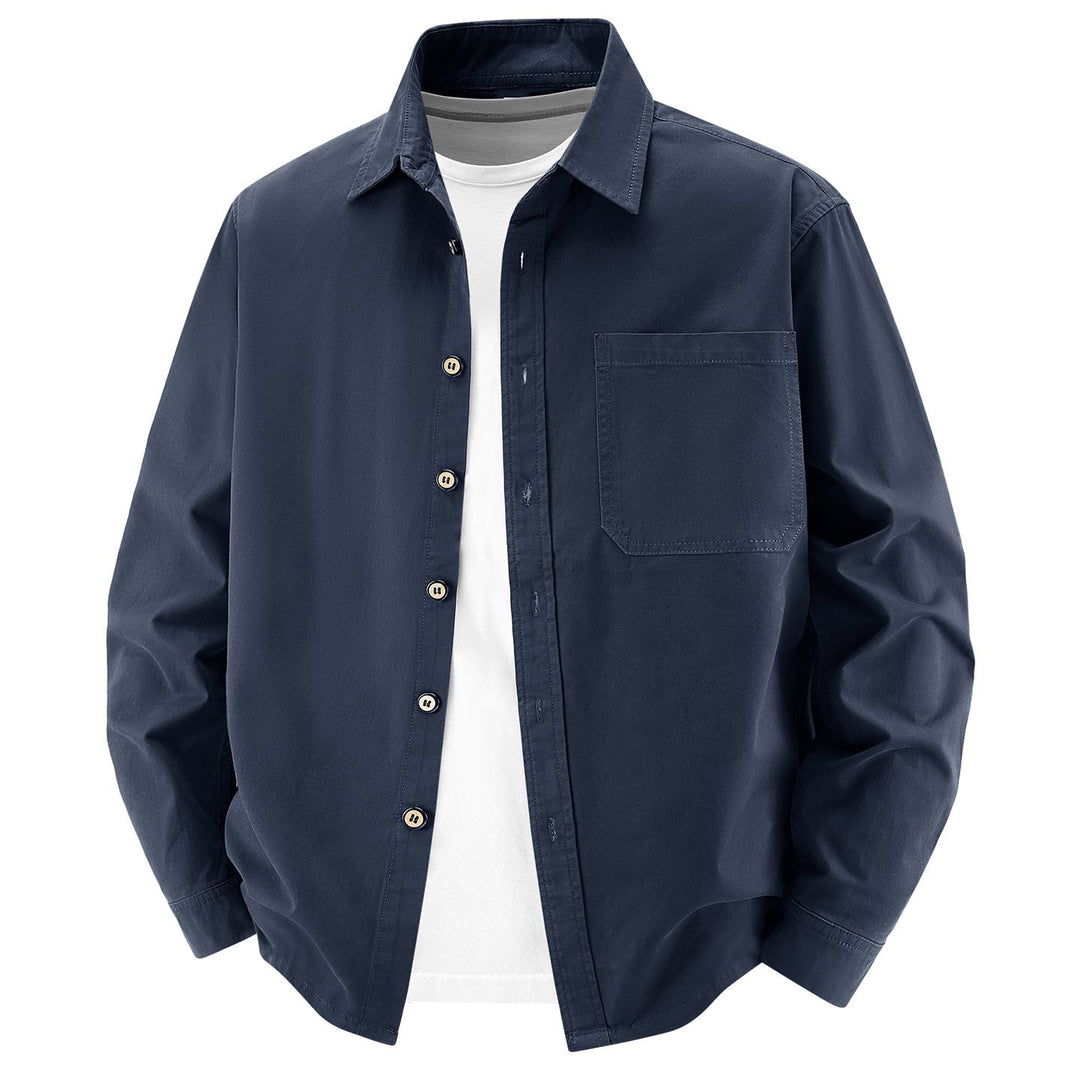 Herren lockere Overshirt-Jacke aus Baumwollmix mit Brusttasche und durchgehender Knopfleiste Drune
