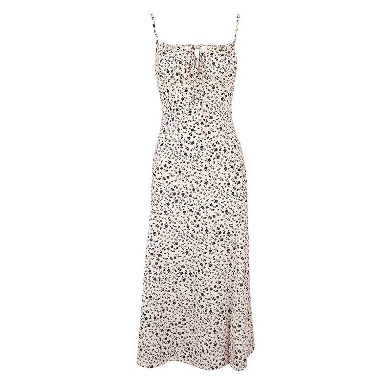 Damen Maxikleid mit zarten Blumenmustern und Spaghettiträgern Drune