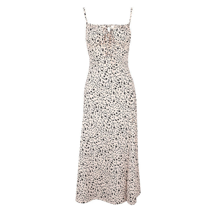 Damen Maxikleid mit zarten Blumenmustern und Spaghettiträgern Drune