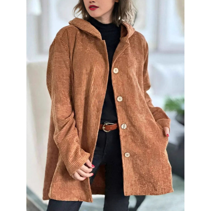 Damen kuschelige Kapuzenjacke aus feinem Cordstoff Drune