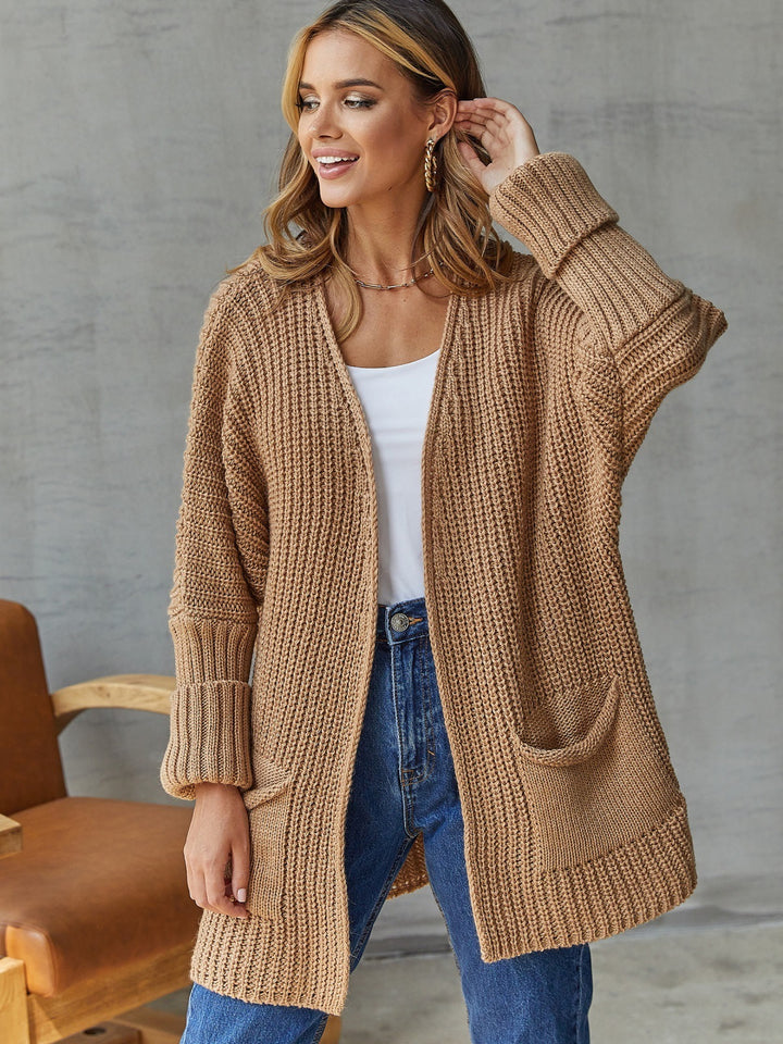 Damen Strickjacke mit offenen Front und großen Taschen Drune