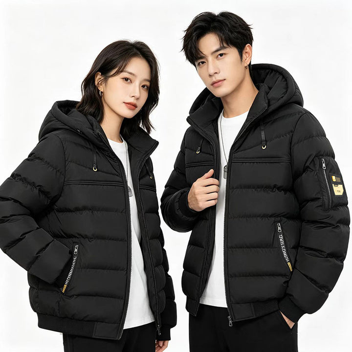 Herren Steppjacke mit Kapuze, winddichter Thermoisolierung und Utility-Taschen Drune