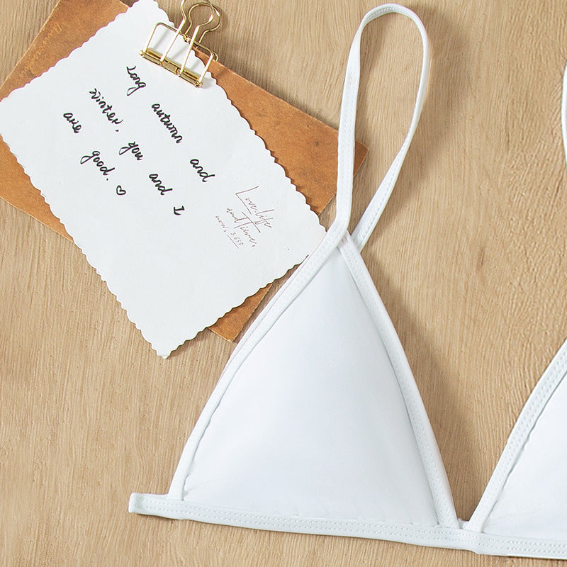 Damen Triangel-Bikini mit schmalen Trägern und hohem Slip Drune
