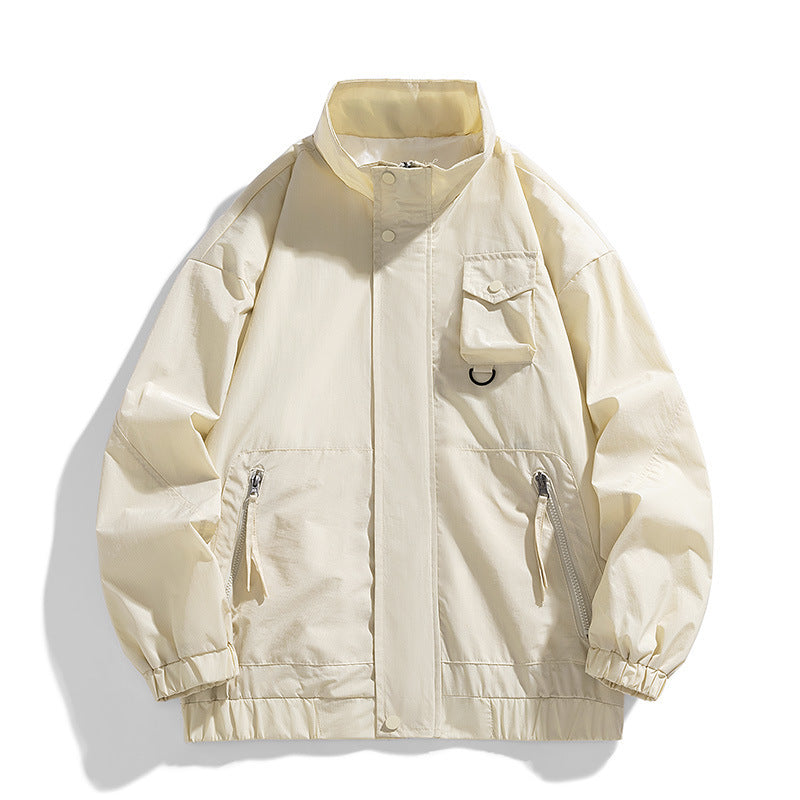 Herren Leichte technische Utility-Übergangsjacke mit Stehkragen und Multifunktionstaschen Drune