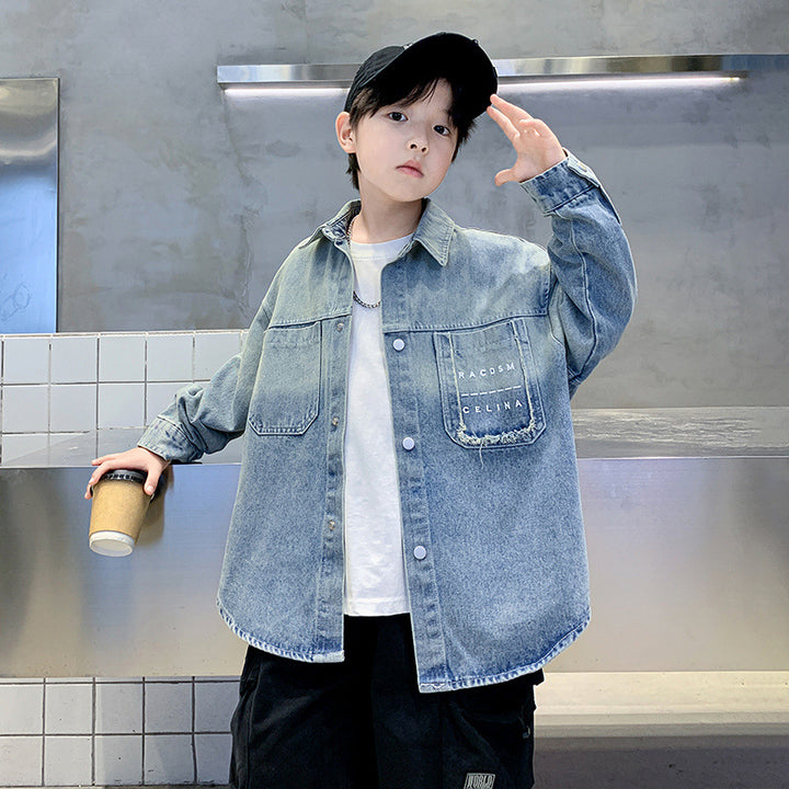 Unisex moderne Denim-Hemdjacke Drune