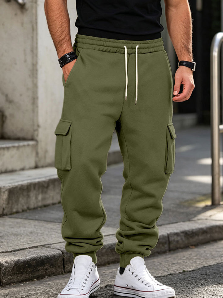 Herren Cargo-Jogginghose aus Baumwollfleece mit elastischem Bund und Beinbündchen Drune