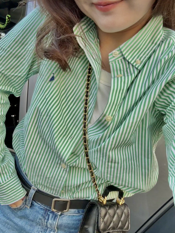Damen Gestreiftes Button-Down Hemd Drune