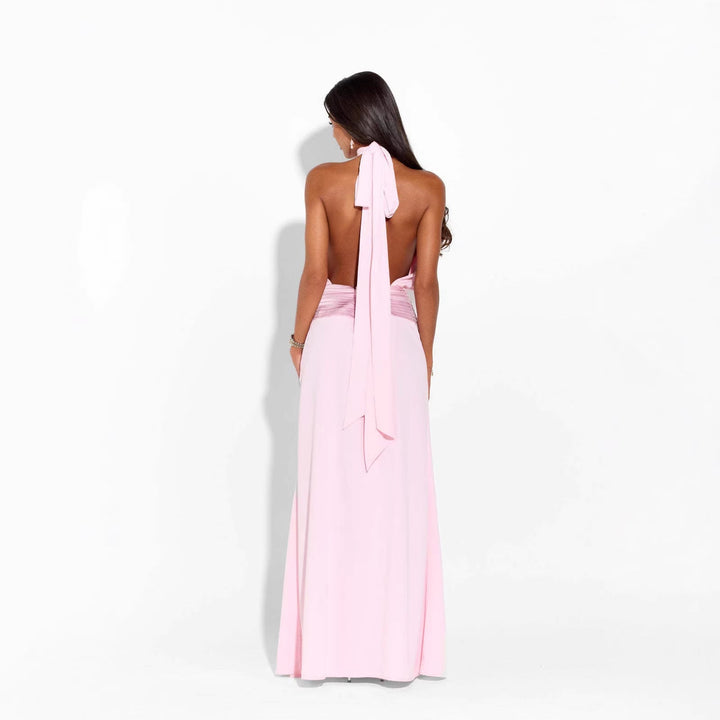 Damen Elegantes Maxikleid mit hochgeschlossenem Design und fließendem Fall Drune
