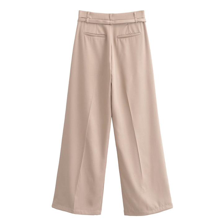 Damen Palazzo-Hose mit Bundfalten, extra weitem Bein und feinem Bindegürtel Drune