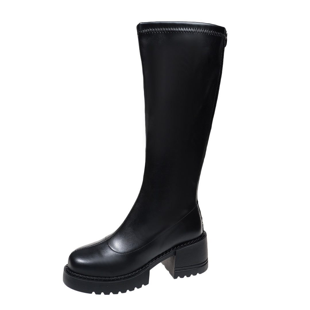 Damen Hochwertige Stiefel mit Blockabsatz Drune