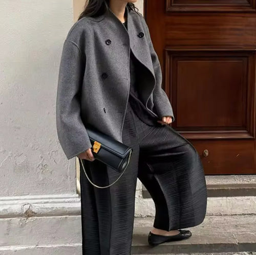 Damen Oversized Wolljacke im modernen Stil Drune