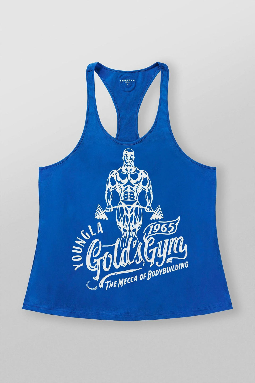 Herren nan athletisches Stringer Tanktop rückenfreier Schnitt mit Kontrastpaspel und Kraftsportmotiv Drune