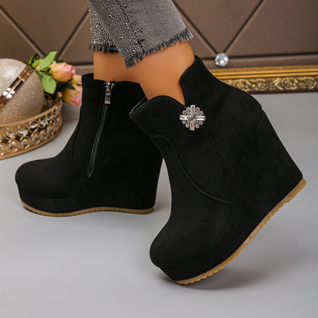 Damen Wedge-Stiefeletten mit Glamourösen Verzierungen Drune