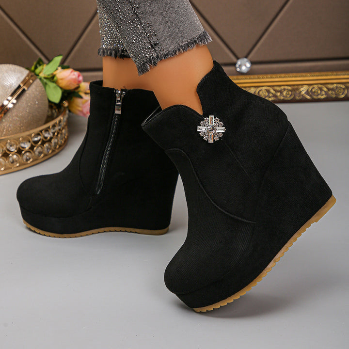 Damen Wedge-Stiefeletten mit Glamourösen Verzierungen Drune