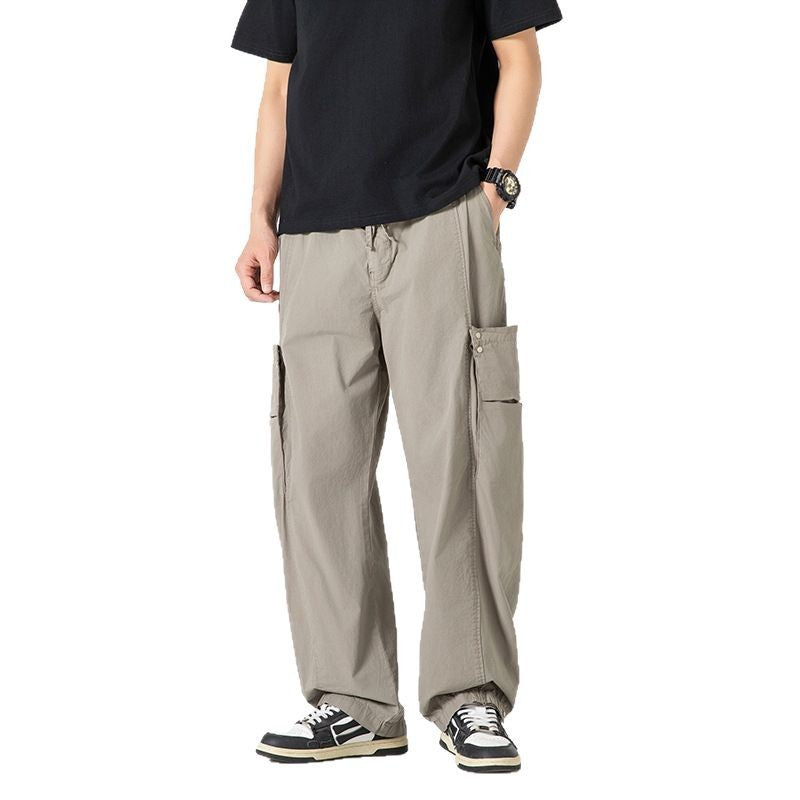 Herren Weite Nylon-Cargo-Hose im Utility-Stil mit seitlichen Klappentaschen Drune