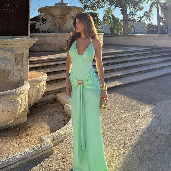 Damen Maxikleid mit raffiniertem Schnitt und glamourösen Akzenten Drune
