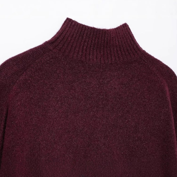 Damen 200+ gerippter Cropped‑Pullover mit Stehkragen und Oversize‑Ärmeln Drune