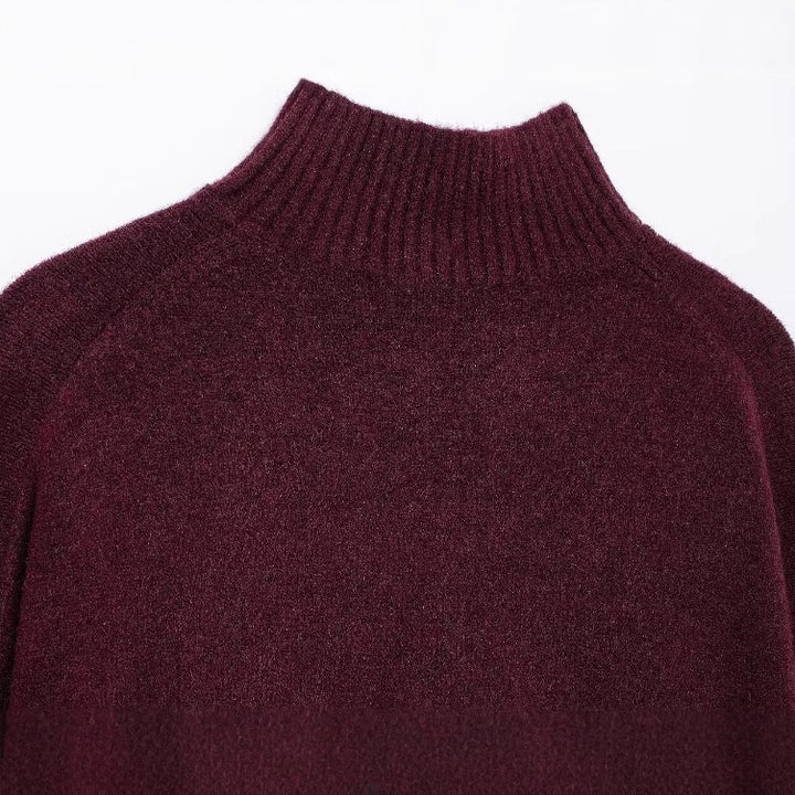 Damen 200+ gerippter Cropped‑Pullover mit Stehkragen und Oversize‑Ärmeln Drune