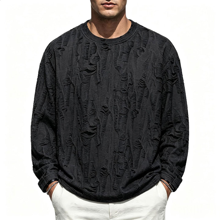 Herren Oversize-Sweatshirt mit ausgefranstem Look und strukturierter Rippoptik Drune