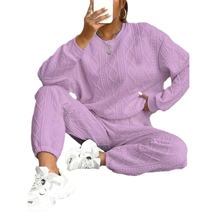 Damen modisches Strick-Loungewear-Set mit lässigem Schnitt und strukturierter Oberfläche Drune