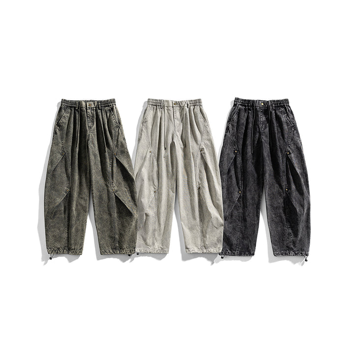 Herren weite Baumwoll-Cargohose mit Elastikbund, Kordelzug und Utility-Details Drune