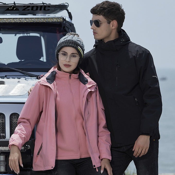 Damen Wasserdichte Outdoorjacke mit Kapuze, atmungsaktiver Membran und Multifunktions‑Reißverschlusstaschen Drune