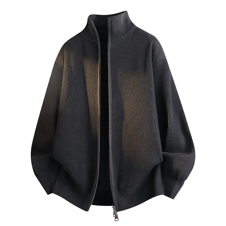 Damen Modische Strickjacke mit Stehkragen Drune
